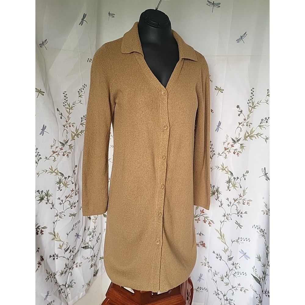 Vintage John Paul Richard Cardigan Sweater Duster Womens Small‎ Lagenlook Tan